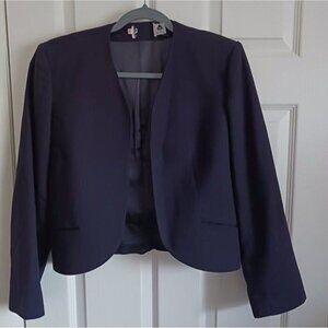 Womens Purple Long Sleeve Open front Wool Blend Blazer Size 12